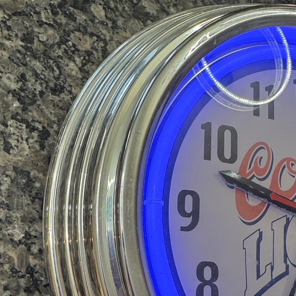 Coors light beer neon light Wall Clock Silver Accents - Picture 5 of 12